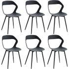 BenyLed Lot de 6 Chaises de Salle à Manger au Design Sculpté;Assise en Polypropylène;Pieds en Métal(Noir pieds+Noir)