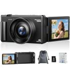 JEEMAK Appareil Photo Numérique Compact 4K 72MP Caméra vidéo Autofocus 2.8" écran rotatif à 270° pour débutants, Noir