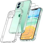 MASSILIA TECH Coque pour iPhone 11 - Souple Silicone - Transparent - 2 Vitres Verre Trempé - Protège Caméra - Antichocs