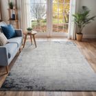 LIVABLISS Tapis de Salon à Poils Courts Doux Abstrait Moderne ALIX 200x275cm Blanc/Gris