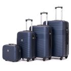 TORTUE. TORTUE Valise - Lot de 3 Valises + 1 Vanity en ABS - 4 roulettes 360° - Serrure à Combinaison latérale - Marine