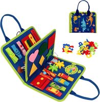 Busy Board Jouet Educatif,Cadeau pour Enfant,Jeux Planche Portable pour Enfants Tableau Activités Montessori 2 à 5 Ans, Bleu