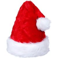 Bonnet de Noël rouge en tissu de peluche velours doux pour adulte et ado - Modèle wm-65