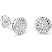 Miore Bijoux pour Femmes Clous d'Oreilles avec 62 Diamants pave 0.18 Ct Boucles d'Oreilles en Or Blanc 9 Carats / 375 Or