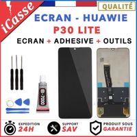 ECRAN LCD + VITRE TACTILE HUAWEI P30 LITE / NOVA 4E NOIR + OUTILS + COLLE