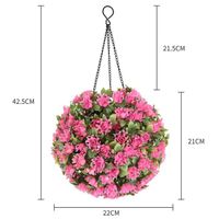 Fleur rose - Plafonnier solaire suspendu en forme de boule'herbe, luminaire décoratif'extérieur, idéal pour u