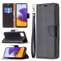 Housse Samsung Galaxy A22 5G - Noir étui de téléphone d'affaires haut de gamme avec Support Protection Etui en PU cuir