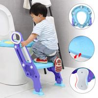 Siège de toilette pour enfants - LZQ - pliable et réglable - coussin en PU + poignées - bleu + violet