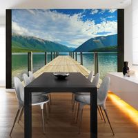 Papier peint Paysages Entre lac et montagnes 350x270 cm - Papier peint panoramique - Intissé