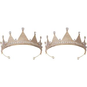 DIADÈME Ser de 2 Perle Diadèmes de Mariée Nuptiale Vintage Couronne Reine Diadème Vintage Princesse Cristal Couronnes Strass Couronne [267]