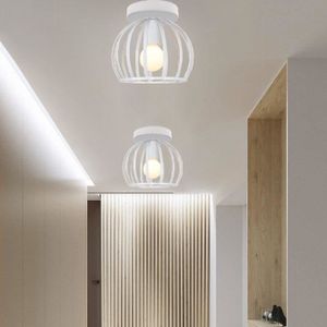 PLAFONNIER Fusion 2Pcs Plafonnier Industriel en Métal Blanc 20*17cm Lampe éclairage de Couloir Bar Salon