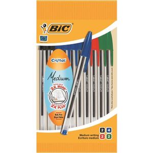 BIC® - Lot de 10 Stylos à bille Cristal® Original - Noir, bleu, rouge et vert