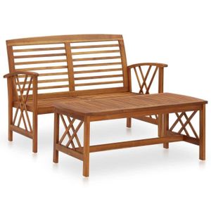 Ensemble table et chaise de jardin vidaXL Salon de jardin 2 pcs Bois d'acacia solide