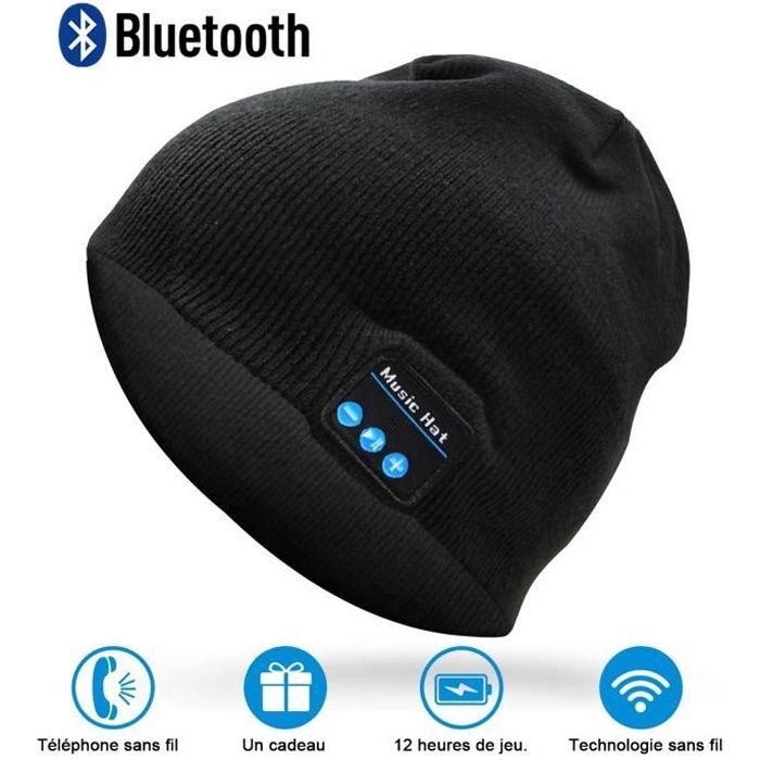 Bonnet écouteur Bluetooth Noir – Evetane