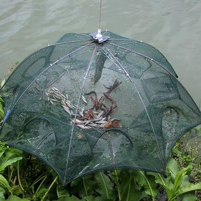 Filet de Pêche Rond Pliable en Acier Inoxydable, Cage de Filet de Pêche Portative de Panier de Crevette de Poisson Avec Bol Flottant pour Attraper du Poisson Crabe Homard Ménés Crevettes(33cm