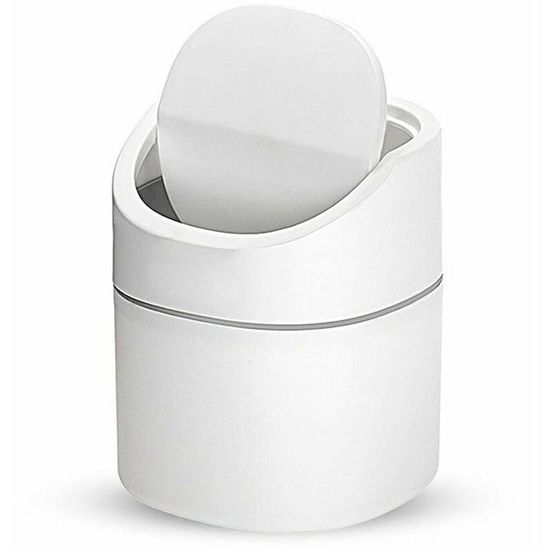 Mini Poubelle De Bureau Avec Couvercle - 16,5x13 Cm - Design Compact Et Amovible - Pour Bureau, Cuisine, Salle De Bain
