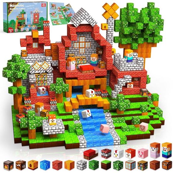 GraceDuck Construction magnetique Enfant - 150 Pièces - Construire un Château de Glace et de Neige - Jouets Magnétiques pour Enfants - Cadeaux de Pâques - Jouets Sensoriels STEM pour Garçons et Filles