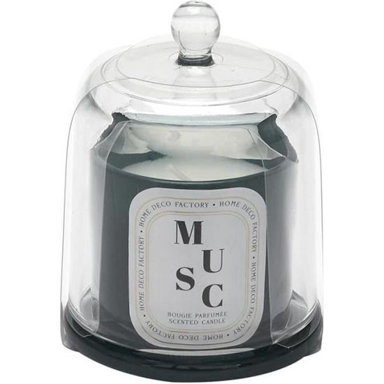 Bougies - Bougie parfumée Musc blanc avec Cloche - Bijou surprise - D 6,8 x H 11 cm
