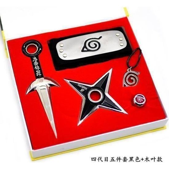 Bandeau Naruto avec accessoires de cosplay plaqués métal, 4pcs