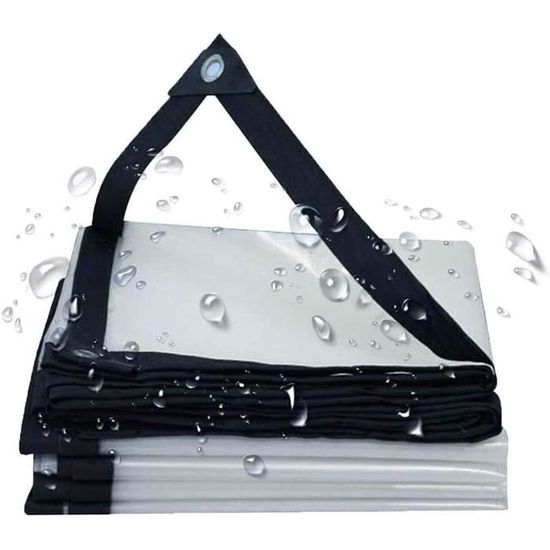 Bâche PVC Transparent Imperméable GDMING 2x5m - Œillets Métalliques Résistante Intempéries