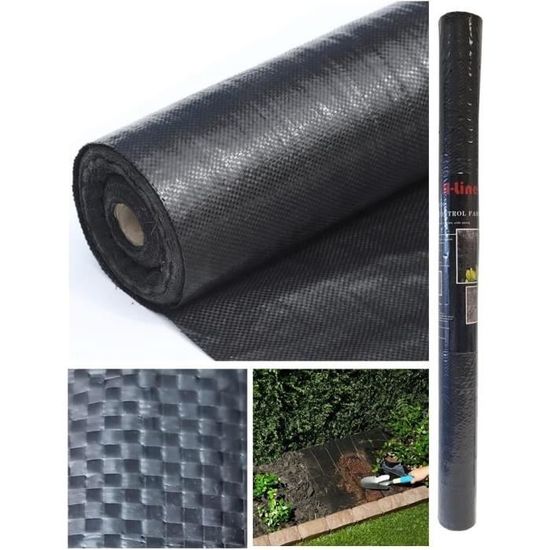 Bâche anti-mauvaises herbes domestique - Noire - 0,5 x 50 m - Résistante aux UV - Tapis de protection respirant pour massifs, allées et potagers | Leroy Merlin