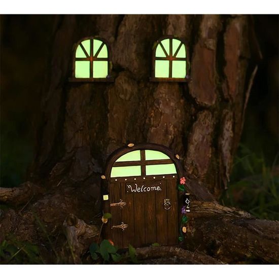 Porte De Fée Miniature En Bois Pour Jardin - Décoration Magique 10x8 Cm - Pour Arbres, Terrariums