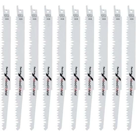 Maso Lot De 5 Lames Scie Sabre Bimétal 200mm S1025BF - Pour Bois, Métal Et Démolition Compatible Bosch Dewalt Makita