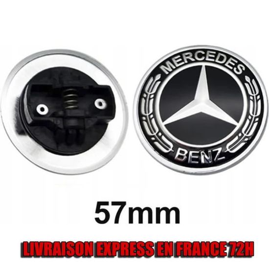 Logo Capot Mercedes Benz AMG NOIR 57mm Emblème CLASSE A B C E S CLA CLS GLA GLC