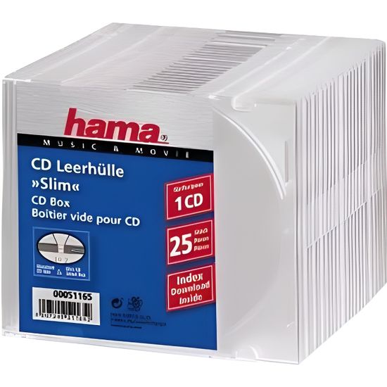 Hama Boîtier CD Slim lot de 25 assortiment de couleurs