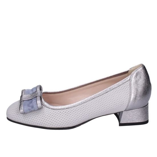 Escarpins LA HALLE En Cuir Gris – Taille 37, Talon Carré, Bon état