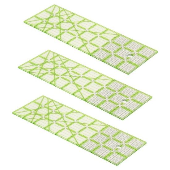 Lot De 3 Règles En Acrylique Pour Patchwork Et Couture – 30x15 Cm, 15x15 Cm, 30x5 Cm – Avec Grille Et Angles Marqués