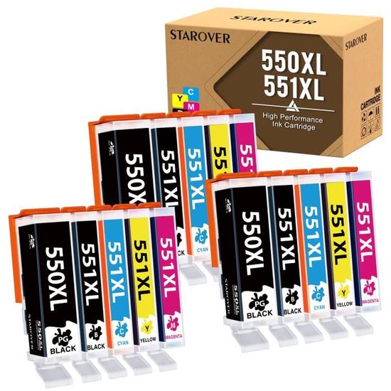 Pack De Cartouches Compatibles Canon PGI550 CLI551 XL Pour Imprimante Pixma IP7250 - Neuf