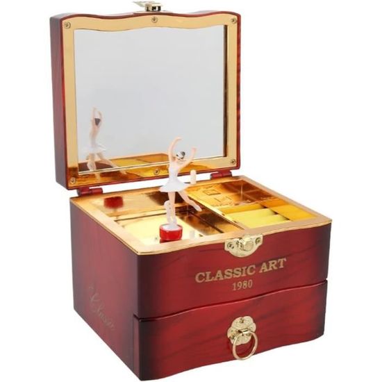 Boîte à Musique à Bijoux En Bois - Occasion - Coffret à Bijoux Vintage Avec Mécanisme Musical