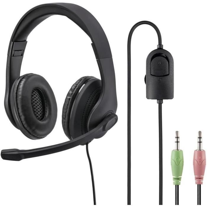 Casque PC Stéréo HP530 Avec Micro Intégré Et Contrôle Du Volume - Noir/Rouge, Léger Et Confortable