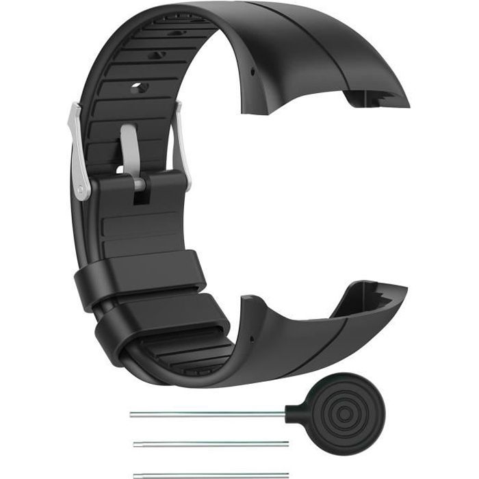 Bracelet de montre bande en Silicone pour montre polar M400 M430 GPS 6.5-9.5pouce(Noir)