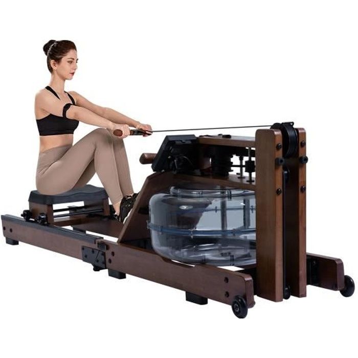 Rameur en bois (support de pad), rameur avec écran LCD, APP et Bluetooth, fitness à domicile, pliable