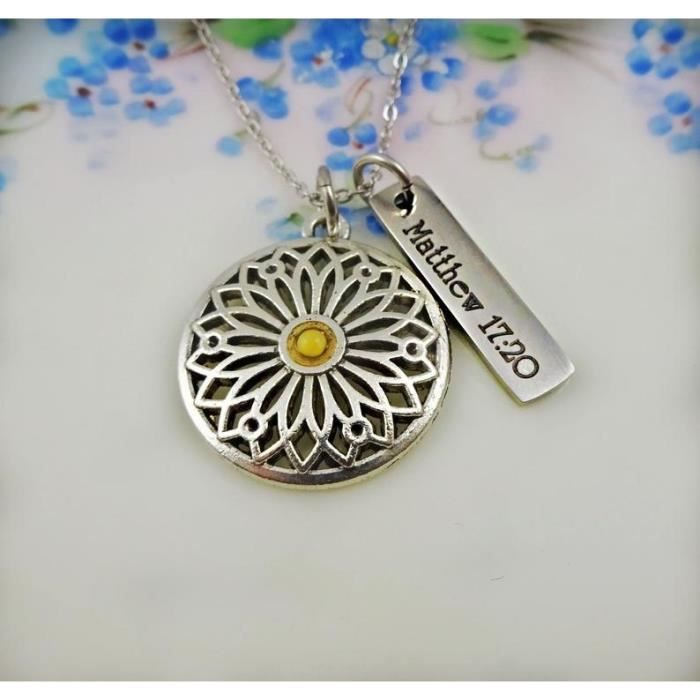 Collier De Graines De Moutarde Personnalisé Collier Matthieu Foi Aussi Petite Qu'une Graine De Moutarde Collier_Argent