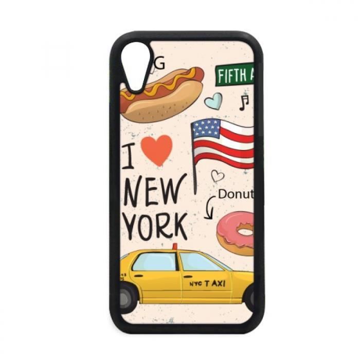 HOUSSE j'adore new york hot dog donuts amérique texte iPhone XR iphonecase couvrir apple étui de téléphone