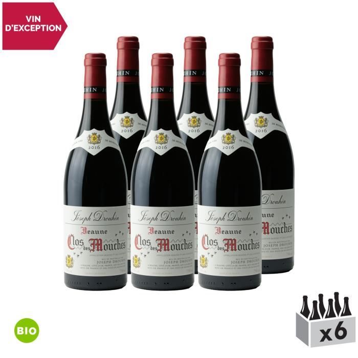 Beaune 1er Cru Le Clos des Mouches Rouge 2016 - Bio - Lot de 6x75cl - Maison Joseph Drouhin - Vin AOC Rouge de Bourgogne - Cépage