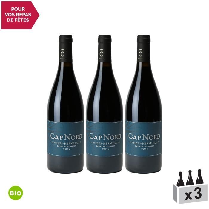 Crozes-Hermitage Cap Nord Rouge 2017 - Bio - Lot de 3x75cl - Domaine Combier - Vin AOC Rouge de la Vallée du Rhône - Cépage Syrah