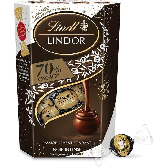 Cornet LINDOR - Chocolat Noir 70% Cacao - Cœur Fondant, 200g[35]