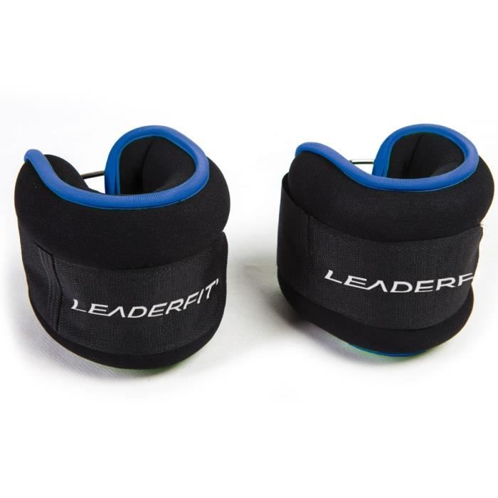 Bandes lestées poignets/chevilles Leader Fit 2kg (x2) - bleu - TU