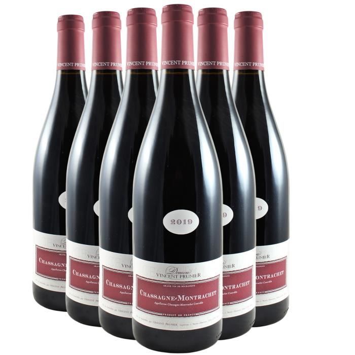 Chassagne-Montrachet Rouge 2019 - Lot de 6x75cl - Domaine Vincent Prunier - Vin AOC Rouge de Bourgogne - Cépage Pinot Noir