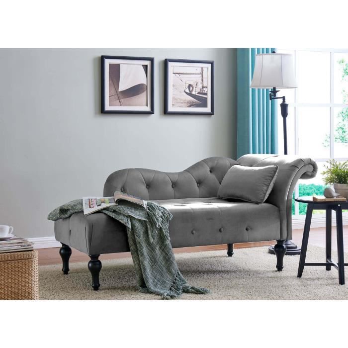 Canapé d'angle 2 places Gris Velours Pas cher Design