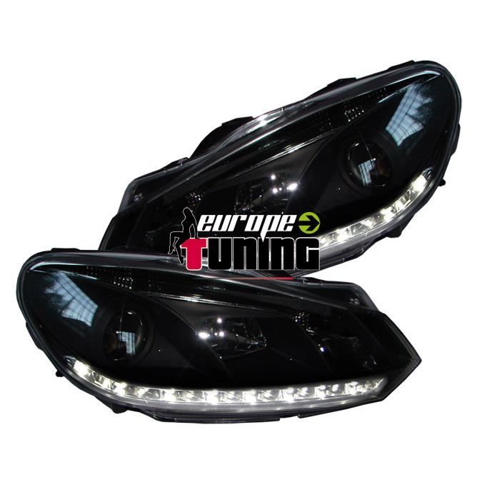 phares à LED diurnes, DragonLights, noir GOLF 6, 08->> noir pour: Volkswagen Golf VI 08->>