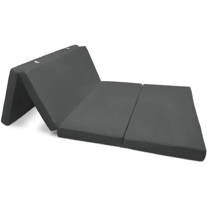 Beautissu Matelas pliant d'appoint - Anthracite - Campix - Pouf pliable - 120 x 195 cm