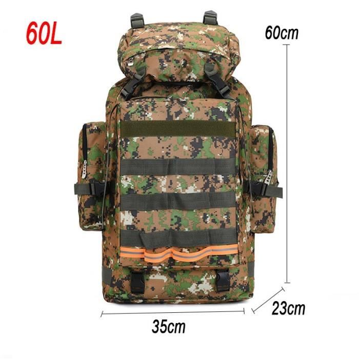 Jungle 60L 3*5 M -Sac à dos militaire tactique pour homme, accessoire de Camping, grande taille, idéal pour les voyages, les randonn