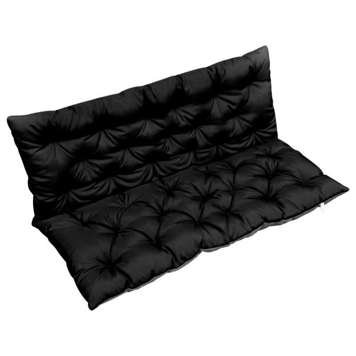 Coussin pour balancelle Assise Dossier pour Banc Jardin canapé Noir et gris 120 cm Tissu