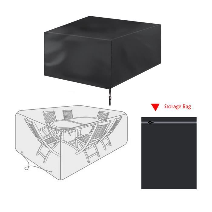 Housse De Protection Étanche Pour Meubles De Jardin Table Banc Extérieurs Bâche Couvercle Noir 120X120X74cm