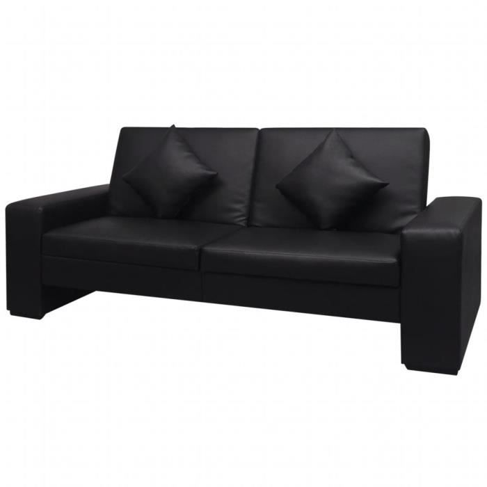 Top Ventes Canapé Contemporain Sofa - Canapé-lit Canapé convertible - - Cuir artificiel Noir FR3267R